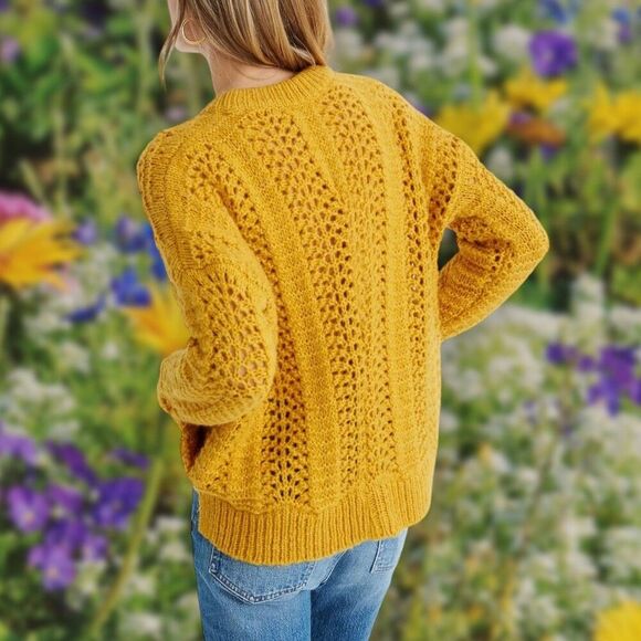 Madewell Windemere Pointelle Pullover Sweater. Alpaca wool blend yellow golden - Picture 2 of 16